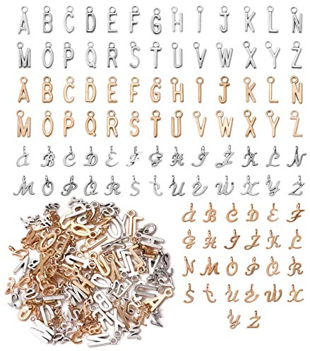 BEEFLYING 156 Stück Buchstaben-Anhänger-Charme 26 Buchstaben-Charms Anhänger mit Anfangsbuchstaben A~Z für Halsketten Armbänder Schmuckherstellung Bastelbedarf