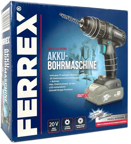 FERREX Akku-Bohrmaschine 20-V-Starter-Pack (ohne AKKU)