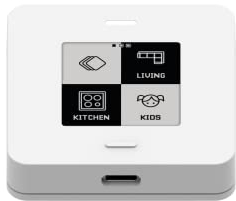 myStrom WiFi Button Max, Smart Home Taster und App, E-Paper Display, 4 Tasten, SONOS. Sensoren für Temperatur und Luftfeuchtigkeit.