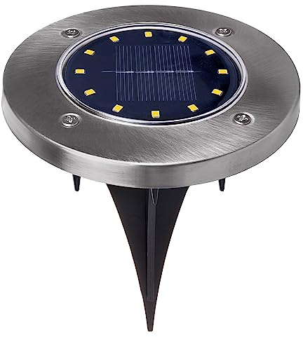 Maclean MCE318 LED Solar Bodenleuchten mit Erdspieß 12 LED SMD Neutralweiß 4000K 0,7W Solarlampe für Außen Wegeleuchte Gartenleuchten IP44 (1x Stück)