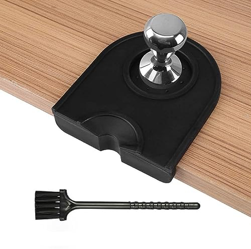 Kiuiom Coussin de Poudre de Café,Tapis de Bourrage de Café en Silicone,Tamper Café Expresso,Tampon Presse Poudre avec Brosse Accessoire Barista Tamper avec Emplacement pour Presse Café