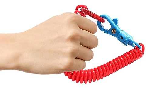 Holdes Porte-clés spirale élastique - sécurité - Mousqueton en plastique - printemps - Porte-clés extensible coloré - Avec bracelet