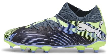 Puma Unisex Youth Future 7 Match FG/AG JR Soccer Shoe, Gray Skies-Puma White-Fizzy Apple, 37 EU