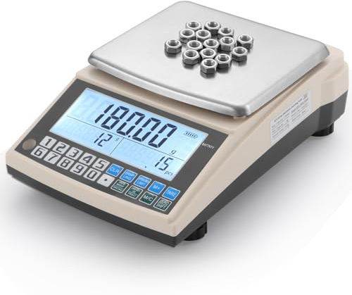 Lab Scale 5000gx0.01g High Precision Lab Gram Counting Scale with RS232 Port & Calibration Weight & Battery, Lab Analytical Balance Scientific Electronic Scale for Kitchen, Jewelry, Gold, Industrial
