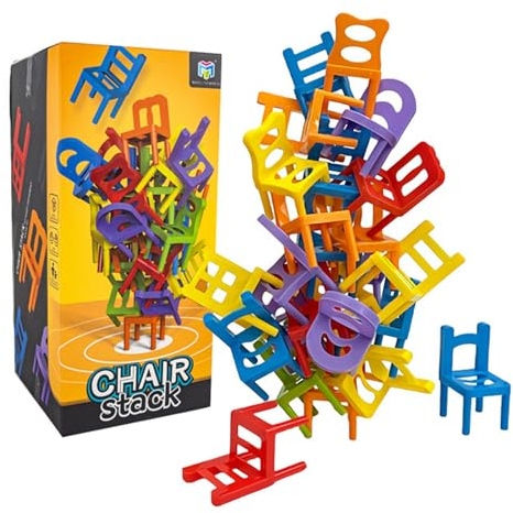 OFGAOO 42 Teile Stapelstuhl-Spiel, Mini Stuhl Balance Blöcke Spielzeug Stapelspiel Stuhl auf Stuhl Stapeln Spiel Stapelstühle Stapelturm Spiel Geschicklichkeitsspiel Balance Spielzeug