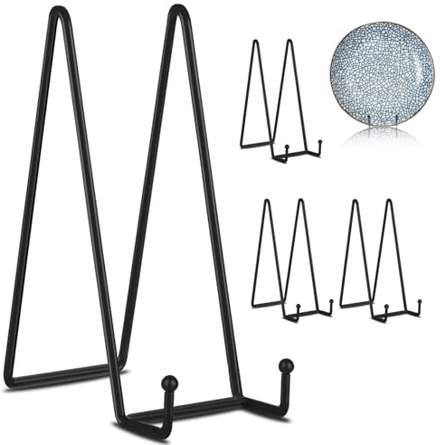 Decolore 5 Pack 12 Inch Black Picture Stands Plate Stands for Display Large Book Stands for Picture, Decorative Plate, Book, Frame, Tabletop Poster