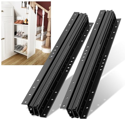 NECILO Guías para Cajón de Escalera de Carga Pesada 900 mm, Extensión Total, con Rodamientos de Bolas, para Cajones Bajo Escalera y Gabinetes Base, Montaje Inferior Oculto, 1 Par