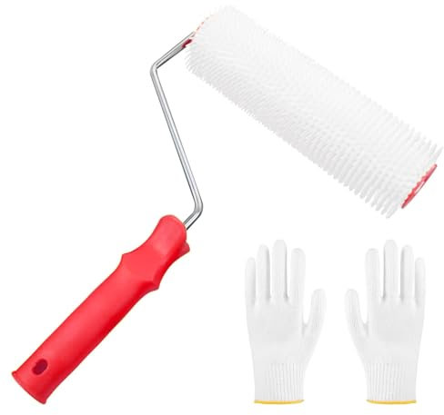 Rouleau à pointes et gants, rouleau d'aération, masse de nivellement de sol, revêtement de sol, papier peint, rouleau à clous, rouleau hérisson pour papier peint, convient pour les peintures murales