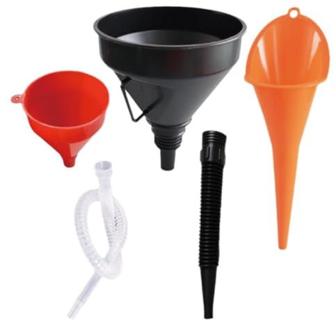 3 Stück Einfülltrichter Set - Trichter mit Schlauch, Rechtwinkliges Flexibles Kunststoff Trichter, Universal Auto Benzin Kraftstoff Trichter für Abnehmbarem Auslauf und Langen Trichtern