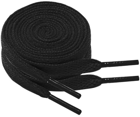 North Bund 2 pares de cordones planos para zapatillas de deporte 8mm Cordones planos de recambio para zapatillas de deporte Negro 150cm