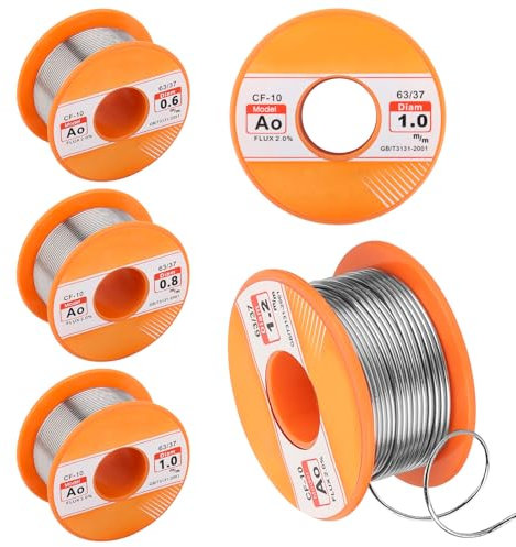 Lot de 4 Étain a Souder，Fil à souder，Fil de Soudure pour réparation de soudage(0.6/0.8/1/1.2mm)