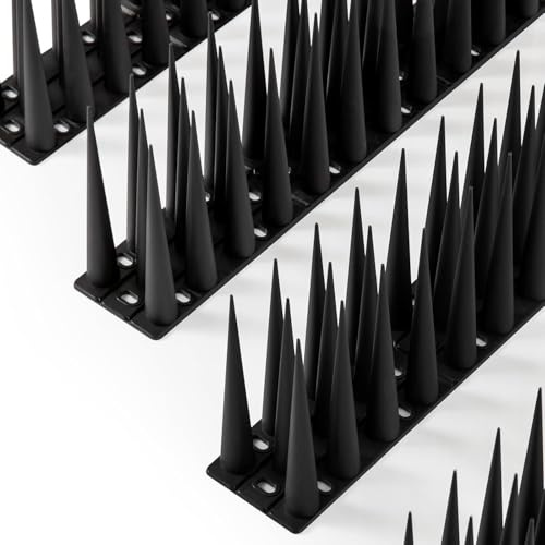 OFFO Fågelspikar, höjd 10 cm anti-duvor spikes för att hålla fågel eller djur borta, 24 m staketspikar av fågelavskräckande skydd, svart