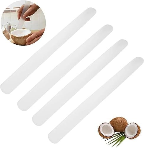 Zhhuoc 4 Pcs White Coconut Opener, Soft and Flexible Coconut Egg Tools, Coconut Meat Scraper, Kitchen Utensils and Gadgets for Coconut Lovers Melon Ballers