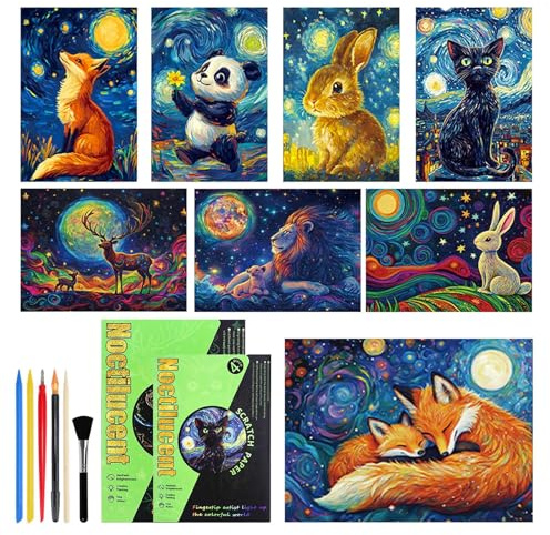 SZSMW 8 Carte A Gratter - Scrath Card - Scratchboard Art - ActivitéS Très CréAtives Et Amusantes pour DéCorer Votre Chambre, Salon, Salle à Manger, éTude Ou Bureau