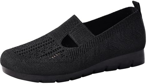 Båtsko dam - ballerina dam bekväma hemmaskor skor andningsbara sneakers ihåliga mesh övre skor slip-on sko mjuk sula sneaker höst ballerina