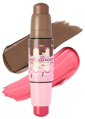 UCANBE 2-i-1 Blush & Bronzer Stick Cream Rouge | Multi-användning sminkpinne för kinder. Högpigmenterad, lätt att blända, vegansk och resevänlig (04 blommande ros)