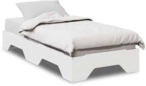 Qnhdfrt Lit empilable blanc en pin - 80 x 200 cm - Cadre de lit simple - 203,5 x 83,5 x 28 cm - Lit d'adolescent - Peu encombrant - Pour chambre à coucher, chambre d'amis