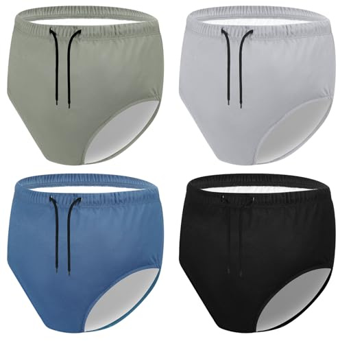 Cutecrop 4 Pcs Reusable Adult Swim Diapers Washable Cloth Diapers Leakproof Special Needs Swimwear for Incontinence Swimmers(Light Color,Large)