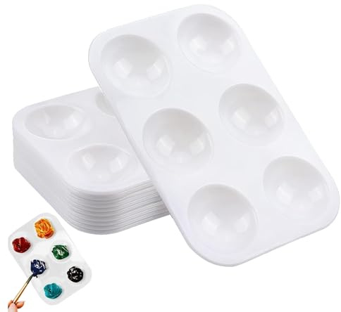 12 PCS Paint Mixing Palette, Paint Palette, Paint Pallet, 6 Wells White Art Paint Tray Palette, for Painting Arts and Crafts Painting Craft Work Gouache(8.8 * 12.5cm)