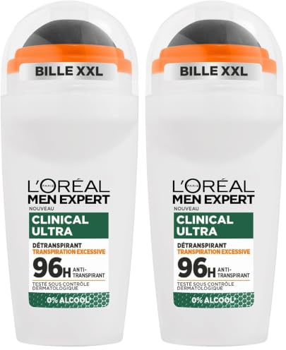 L'Oréal Men Expert Clinical Ultra Détranspirant Bille 96h anti-transpirant & anti-odeurs 50ml (Lot de 2)