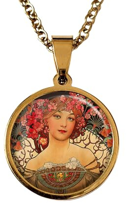 Collier Daydream bijou cabochon Art nouveau Alphonse Mucha