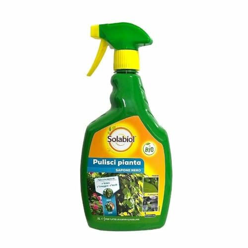 Solabiol Sapone Molle Nero Pronto Uso Lava Melata Biologico a Base di Olio di Oliva. Corroborante Che pulisce con Azione dissolvente immediata da Insetti parassiti e fumaggine 1 L