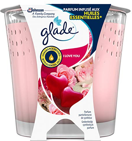 Glade (Brise) I Love You - Vela aromática en vaso de cristal, hasta 30 horas de combustión, 1 unidad de 129 g
