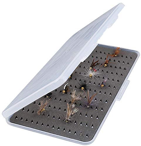 Angelfliegenkiste, transparente Trockenfliegenkiste Angelköderbox mit Schaum für Forellenfliegenfischen Fliegen