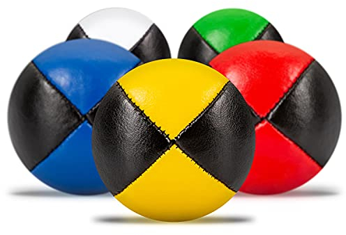 Diabolo Freizeitsport Jonglierbälle 5er Set, 62mm Jonglierball mit nachhaltiger Vogelhirse gefüllt, wasserabweisendes Kunstleder, für Kind & Anfänger