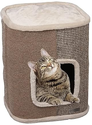 Flamingo griffoir pour Chat – Tonneau à Gratter pour Chat George S - 40x40x49 cm - Beige/Naturel/Marron Clair