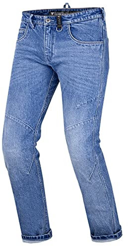 SHIMA DEVON Jeans Moto - Pantaloni Biker Ventilato Elastico Vestibilità Slim con Rinforzi in FiberQL, Protezioni CE per Ginocchia e Fianchi (Uomo, Blu, 34)