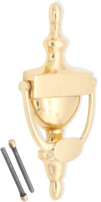 Heurtoir de porte victorien en laiton massif de 15,2 cm ou 20,3 cm – 6 finitions (laiton poli, 20,3 cm)