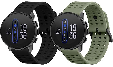 kwmobile 2X Uhrenarmband für Suunto 9 Peak Pro/ 9 Peak / 5 Peak/Vertical Armband - Fitnesstracker Band Set aus TPU Silikon - Ersatzarmband Smartwatch - Schwarz Pastellgrün
