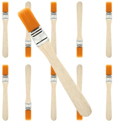Thinp 1/2 Inch Paint Brush, 10 Pieces Small Paint Brushes Wooden Handle Gloss Paint Brush Reusable Nylon Paint Brushs for Art Painting Cleaning Keyboard Brushing Glue (10pcs)
