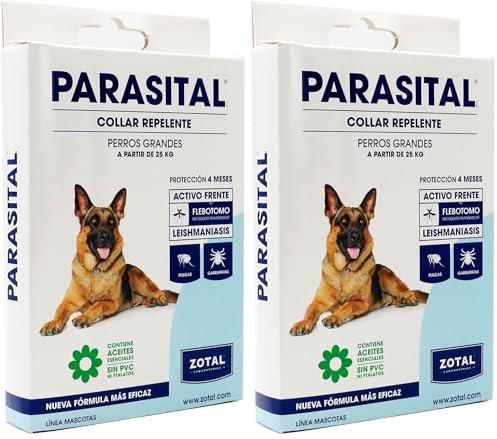 Zotal - Parasital Collar Antiparasitario de 75 cm para Perros Grandes (Paquete de 2)