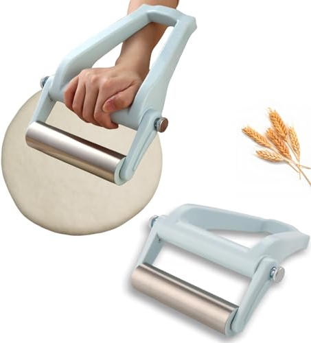 Piccolo mattarello per impasto, rullo per pizza con design regolabile, rullo per pizza per la casa e la cucina, per pasticceria, pasta, gnocchi, biscotti, torte (15 cm)