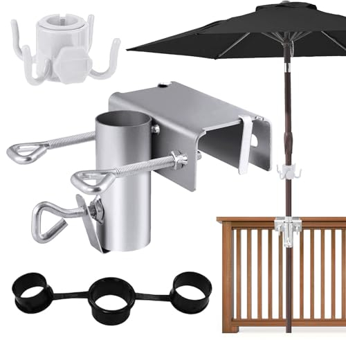 Tuofang Support de Parasol pour Balcon, Pied de Parasol Balcon Réglable ø 25-38 Mm, Fixation Parasol Balustrade pour Balcon et Terrasse