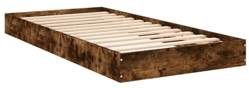 vidaXL Bettgestell ohne Matratze Räuchereiche 90x200 cm Holzwerkstoff