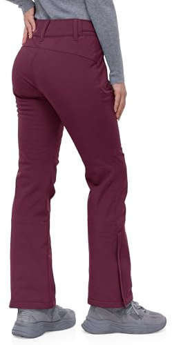 33,000ft Damen Skihose Outdoorhose Wasserdicht Winddichte Softshellhose Warme Gefütterte Trekkinghose Atmungsaktive Schnelltrocknende Thermohose Wanderhose Winter, Himbeerrot 42W*31L