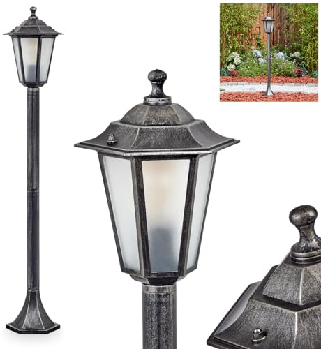 Loria - Lámpara de camino para exteriores (metal/cristal, cristal esmerilado, cristales intercambiables, 99 cm de altura, IP44, 1 bombilla E27, sin bombilla)