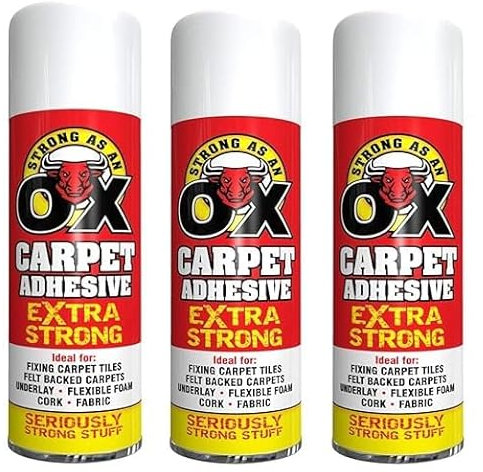 3 x 500ml SAAO Heavy Duty Spray Adhesive Glue for Carpet Tile Craft Fabric