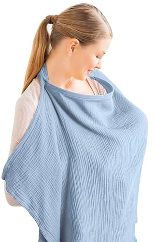 Fodera per allattamento in cotone traspirante a doppio strato, sciarpa allattamento discreta e comoda per madri in gravidanza e post-parto, 100% cotone organico, misura unica