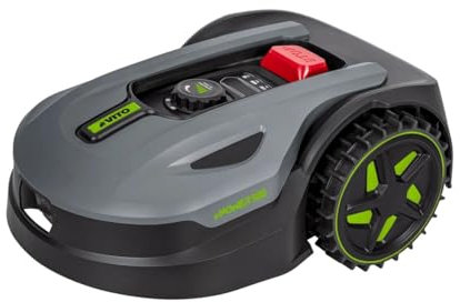 VITO EMOWER500 - Robot cortacésped conectado para jardín, 500 m² Max 20 V 2,5 Ah – Motor sin escobillas, silenciador 55 dB, autonomía de 90 minutos, corte aleatorio y programación/control vía App