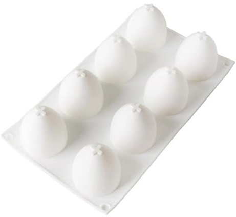 Moldes de huevo de silicona, estéreo de Pascua 8 moldes de huevo, mantequilla de forma de bricolaje, sartén de muffins de silicona seguro, reutilizable para muffins, pan y más