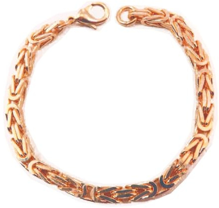 Tendenzalia Bizantiner kungligt armband kvadratisk original italiensk kedja 18 k roséguld dubbel 5 mm bred längd 23 cm