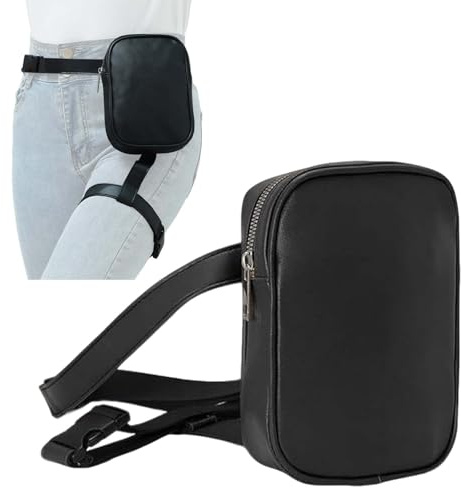 Sacoche de Jambe Moto Imperméable Noir Pochette Ceinture Multi-Usage Accessoire Moto 12,5 * 5 * 18 cm Similicuir Amovible Convient pour la Course à Pied Vélo Randonnée et Les Voyages