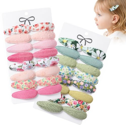 32 Pcs Baby Hair Clips for Girls, Floral Snap Barrettes Toddler Accessories