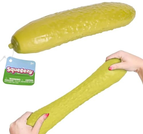 Pickle Squishie, Jumbo Pickle Squishie Toy 25cm Large Squeezy Pickles for Stress Relief, Hand Exercise and Sensory management, Cucumber Design for Office Home and Travel Use