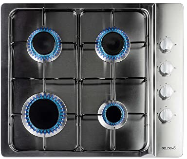 BELDEKO - Plaque de cuisson gaz 4 feux Inox - 7500W - gaz de ville et bouteille - Encastrable