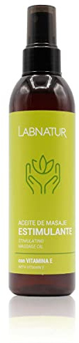 Labnatur Aceite de Masaje Estimulante - Con Aceite Esencial de Mejorana, Romero y Menta - Natural y Vegano - Tonifica, Revitaliza y Alivia Cansancio Muscular - 200 ml
